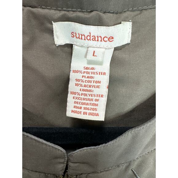Sundance Women’s Plaid Checkered Embroidered Floral Army Green Full Zip Jacket L - Picture 3 of 6